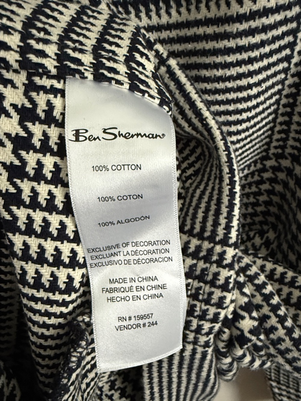 Men’s 2XL Ben Sherman Blue & White Houndstooth Button-Up Jacket NWT - Picture 4 of 5